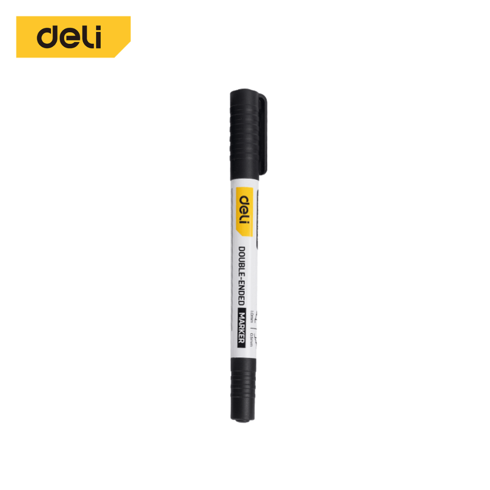 ปากกามาร์กเกอร์ 2หัว DELI EDL-ST01-E1-BK-01 1มม 0.5มม สีดำ